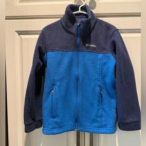 Boys Columbia Dark Gray Fleece Jacket with Teal Accent
